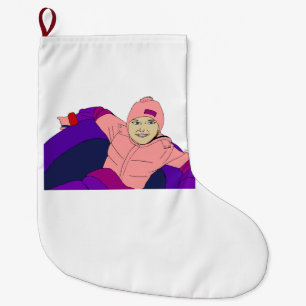 Girl Snow Tubing Large Christmas Stocking