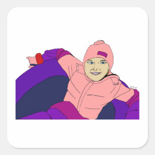 Girl Snow Tubing Square Sticker