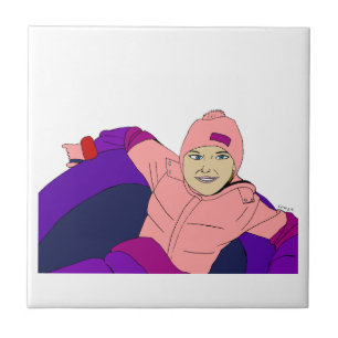 Girl Snow Tubing Tile