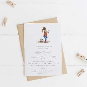 Girl Soccer Birthday Party Invitation