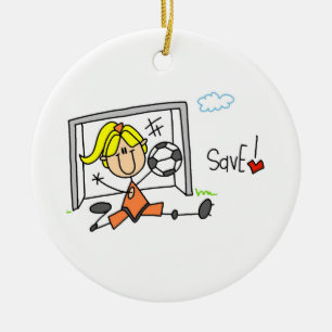 Girl Soccer Goal Keeper T-shirts and Gifts Ceramic Tree Decoration