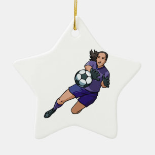 girl soccer goalie graphic ceramic tree decoration