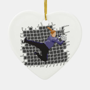 girl soccer goalie save ceramic tree decoration