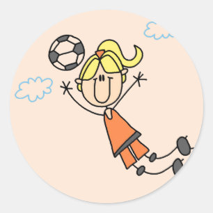 Girl Soccer Jump Tshirts and Gifts Classic Round Sticker