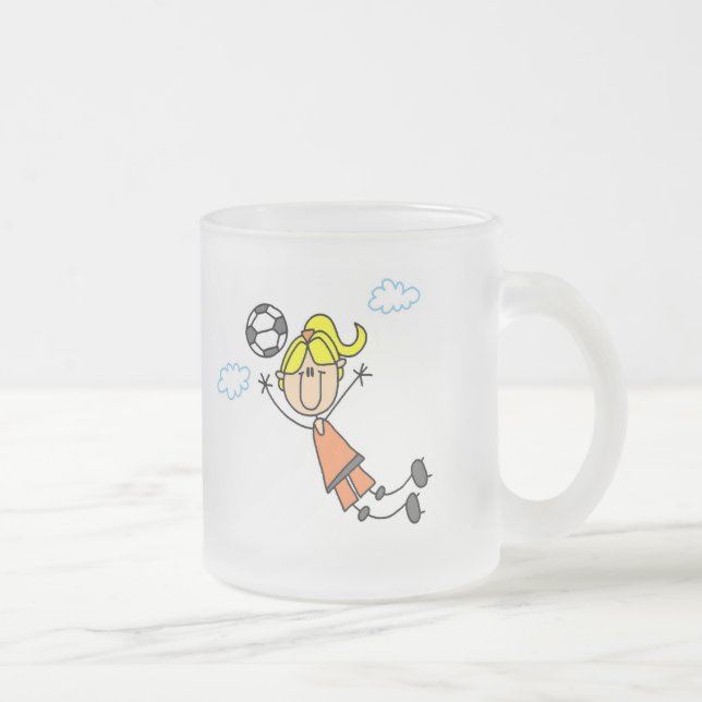 Girl Soccer Jump Tshirts and Gifts Frosted Glass Coffee Mug (Right)