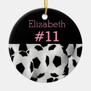 Girl Soccer Player Name and Jersey Number Ceramic Tree Decoration