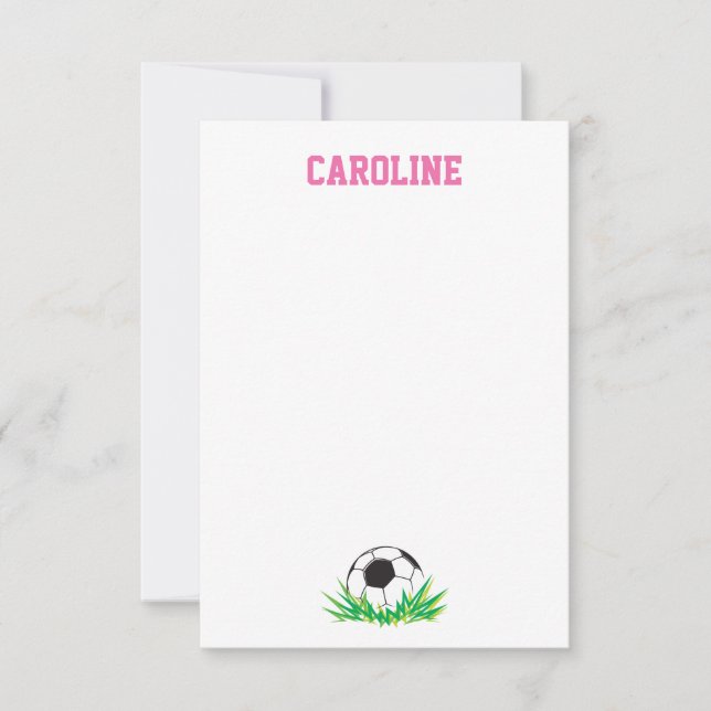 Girl Soccer Thank You Stationery Note Cards (Front)