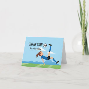 Girl Soccer Themed Thank You Card
