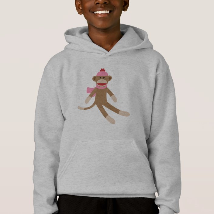 girl sock monkey hoodie sweatshirt grey/grey Zazzle.co.uk