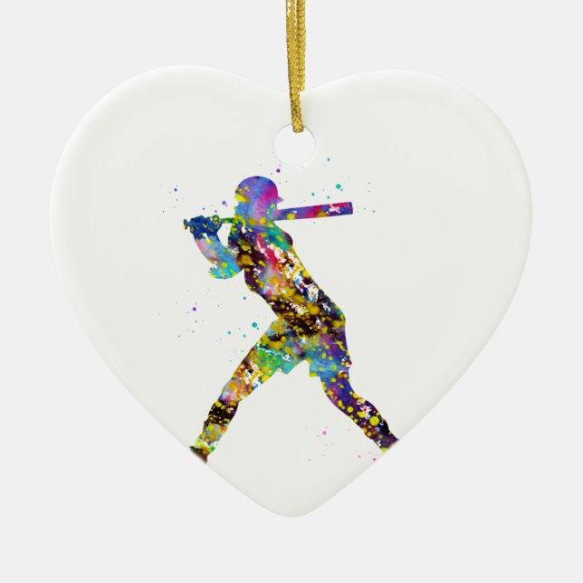 Girl Softball Player Ceramic Tree Decoration (Front)