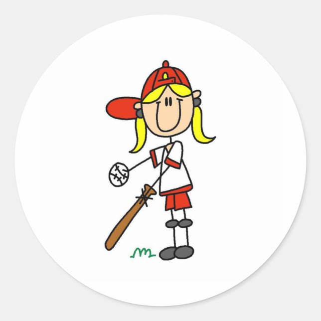 Girl Softball Player Sticker (Front)