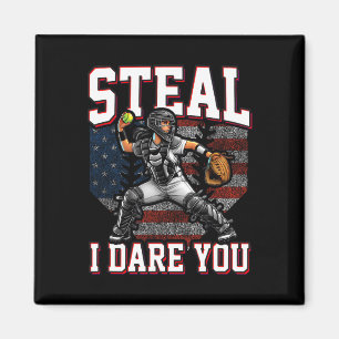 Girl Softll Catcher Steal I Dare You With American Magnet