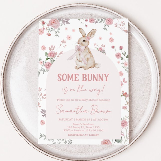 Girl Some Bunny Baby Shower Invitation (Pink Somebunny Baby Shower Invitation)
