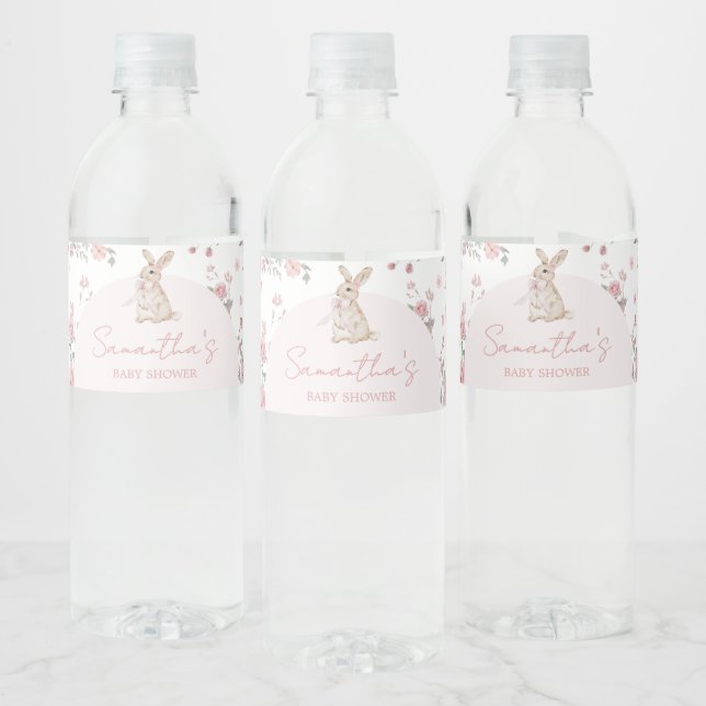 Girl Some Bunny Baby Shower Water Bottle Label (Bottles)