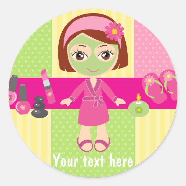 Girl Spa Birthday Party Guest Favour Classic Round Sticker (Front)