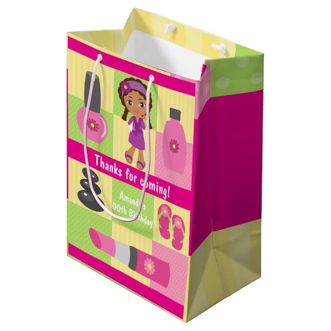 Girl Spa Birthday Party Guest Favour Medium Gift Bag (Front Angled)
