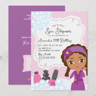 Girl Spa Sleepover Birthday Party Invitation