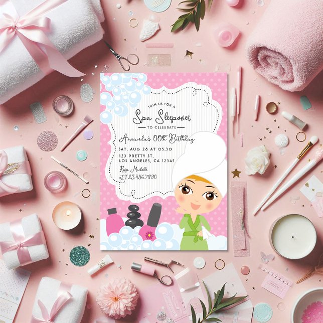 Girl Spa Sleepover Birthday Party Invitation (Girl Spa Sleepover Birthday Party Invitation)