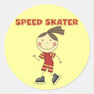 Girl Speed Skater Tshirts and Gifts Classic Round Sticker