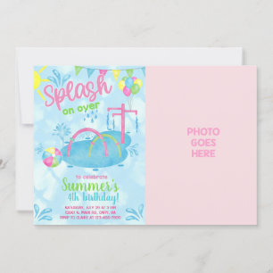 Girl splash pad water park birthday invite. invitation