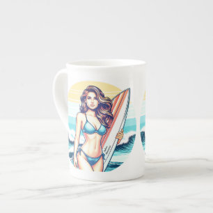 Girl Sport & Surfing Bone China Mug