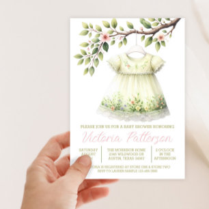 Girl Springtime Wildflower Dress Baby Shower Invitation