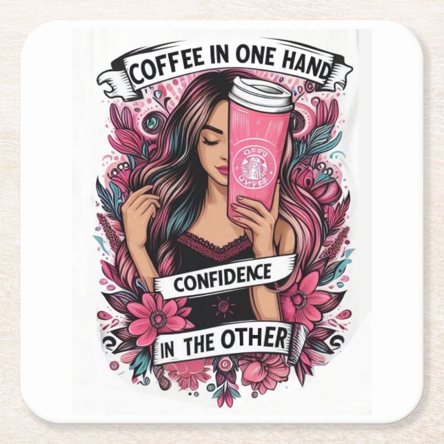 Girl Square Paper Coaster (Front)