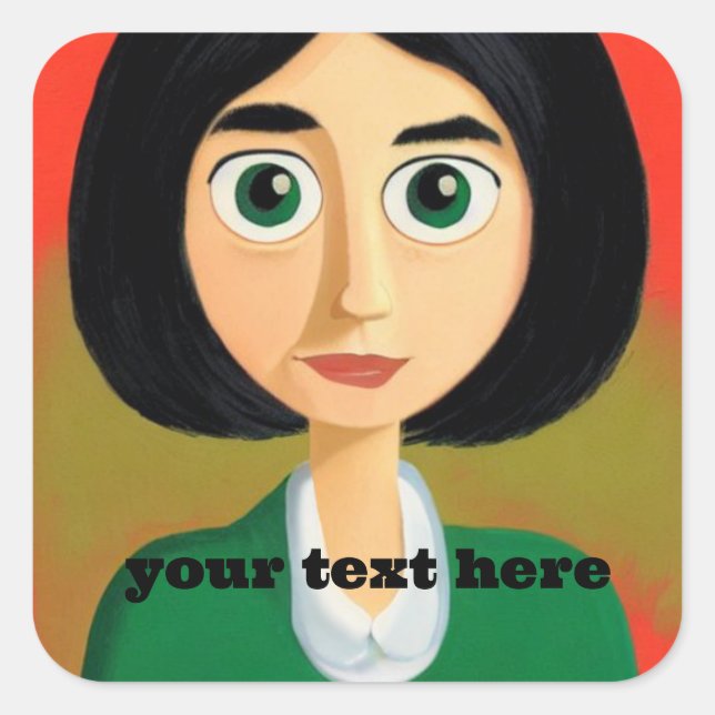 Girl Square Sticker (Front)