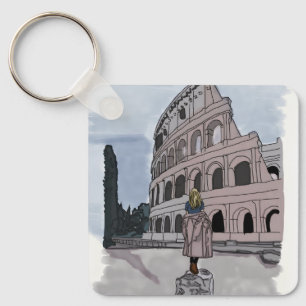 Girl standing front of Colosseum. Key Ring