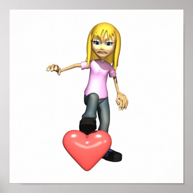 girl stepping on heart poster (Front)