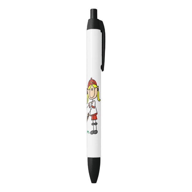 Girl Stick Figure Baseball Up At Bat Pen (Bottom (Vertical))
