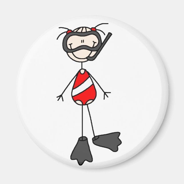 Girl Stick Figure Snorkelling Magnet (Front)