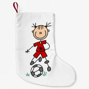 Girl Stick Figure Soccer Red Uniform Stocking