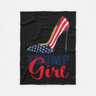 Girl Stilettos High Heel American Flag Trump 2024 Fleece Blanket