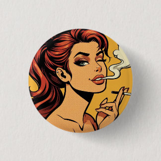 Girl Stoner | Comic book pop art | Smoking lovers 3 Cm Round Badge