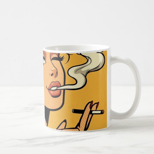 Girl Stoner | Comic book pop art | Smoking lovers Coffee Mug (Right)