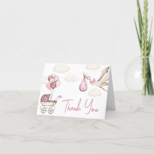Girl Storck Special Delivery Baby Shower Thank You Card