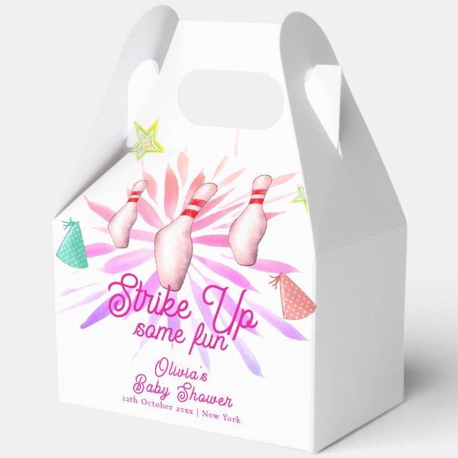 Girl Strike Up Bowling Sport Party Baby Shower Favour Box (Front)