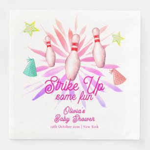 Girl Strike Up Bowling Sport Party Baby Shower Napkin