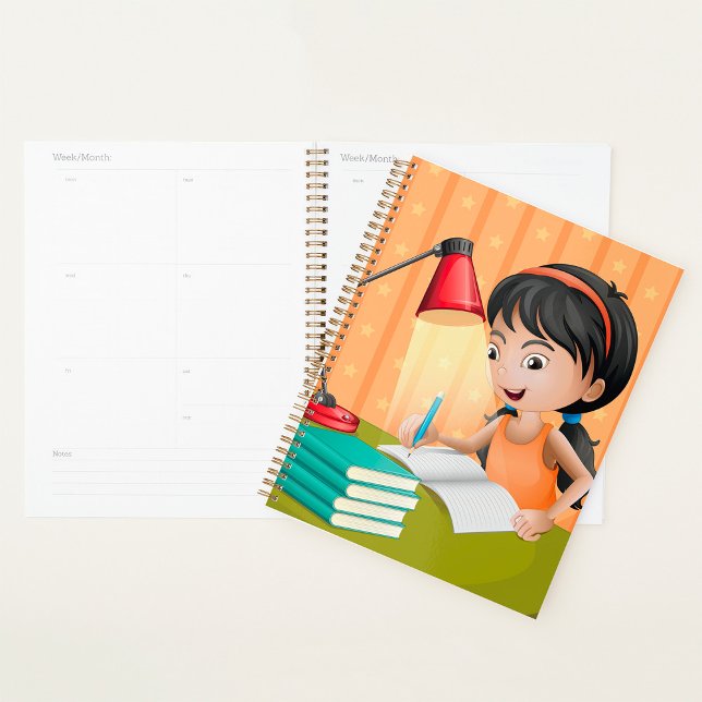 Girl Studying at Desk Doing Homework Planner (Creator Uploaded)