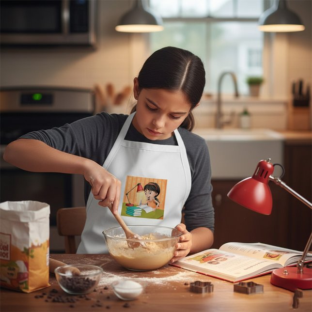 Girl Studying at Desk Doing Homework Standard Apron (Creator Uploaded)