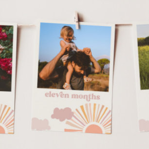 Girl Sun Monthly Banner Card - Eleven Months