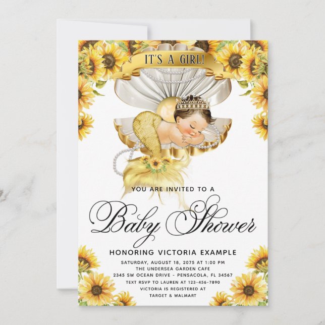 Girl Sunflower Baby Shower Invitation (Front)