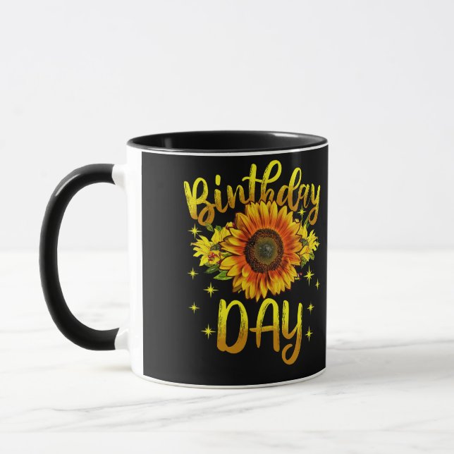 Girl Sunflower Birthday Party Family Matching Mug (Left)