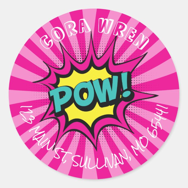 Girl Super Hero Address Label (Front)