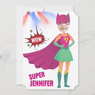 Girl Superhero 💥 Action Birthday Photo Invitation
