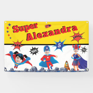 Girl Superhero American Special Birthday Gift Banner