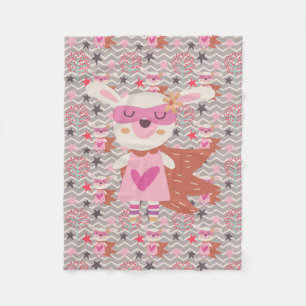 Girl Superhero Bunny Fleece Blanket