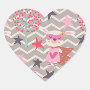 Girl Superhero Bunny Heart Sticker