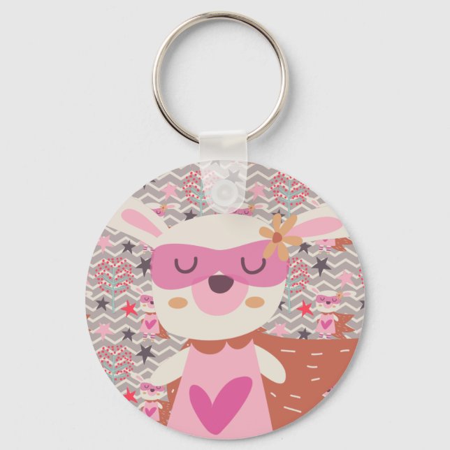 Girl Superhero Bunny Key Ring (Front)